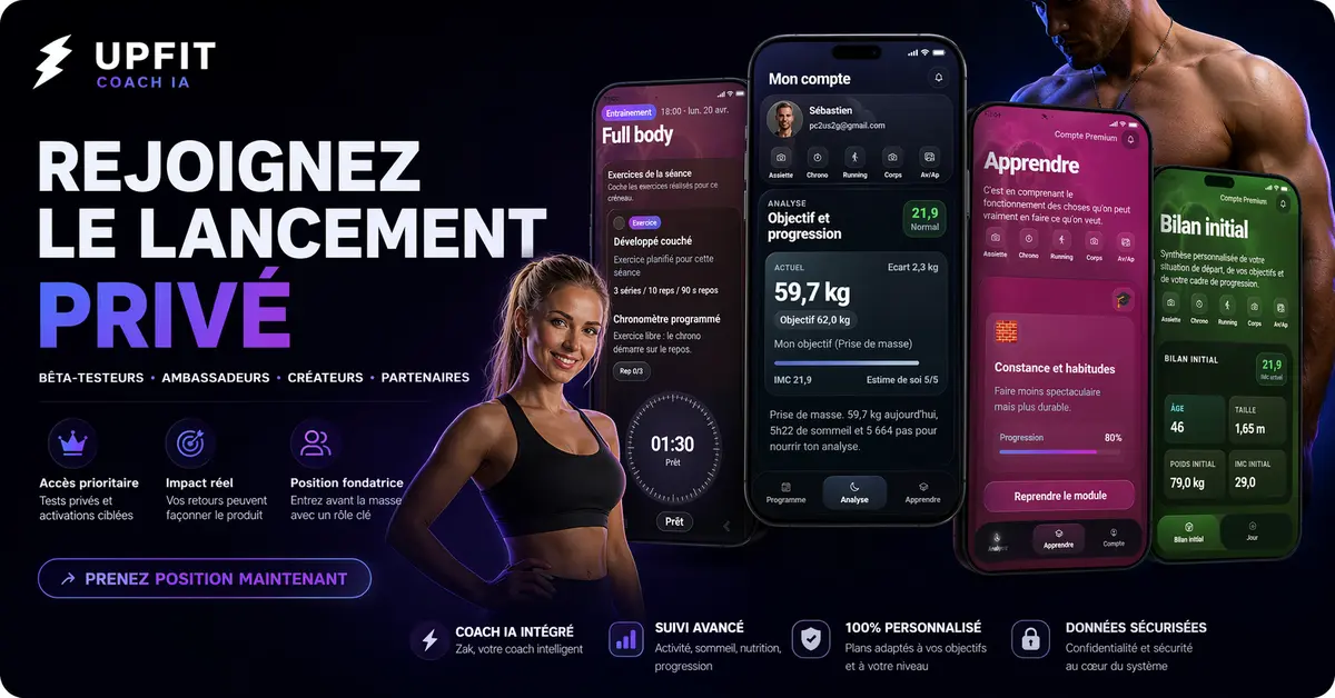 Aperçu de l'application UpFit Coach